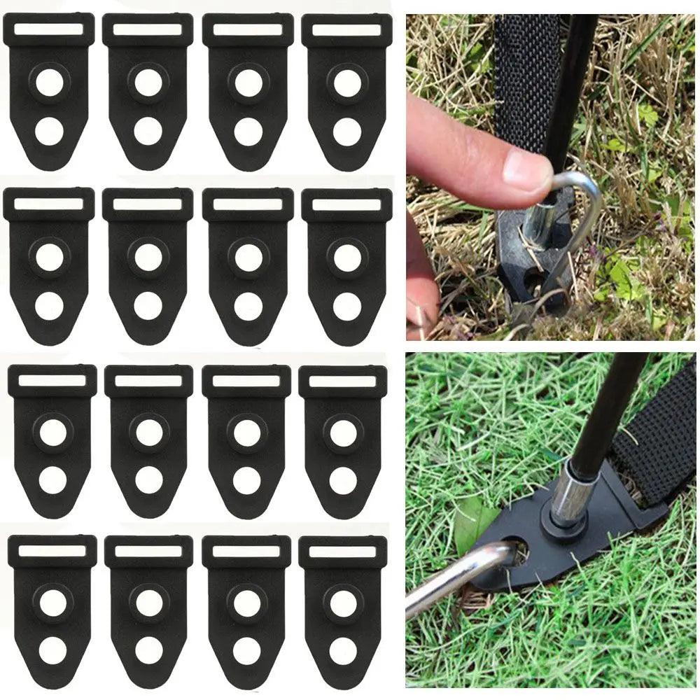 High Quality Double Eyes Black Hiking Accessories Tent Feet Clamp Wind Rope Buckle Tent Clip Outdoor Camping Traveling