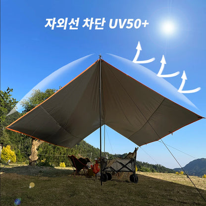 Top Lander Large Camping Waterproof Tarp Oxford 4X6 Outdoor Canopy Sun Shelter Tent Tourist Awning Shade for Multiple People