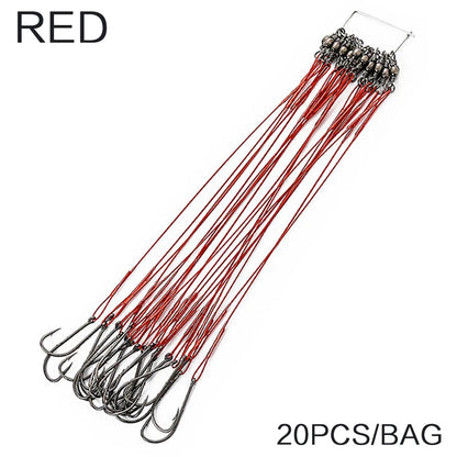 FLYSAND Steel Wire Leaders with Hook (20 Pack)
