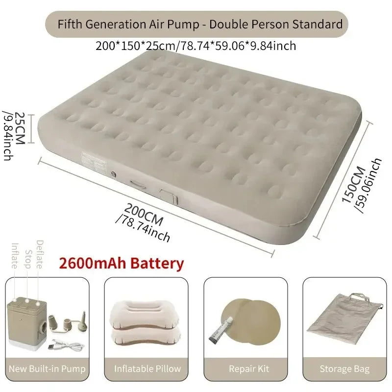 New Air Mattress Built-in Pump Self-inflating Mat Cushion Outdoor Tent Inflatable Bed Double sleeping Pad For Camping or Indoor