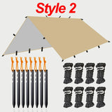 19 Hang Point Tarp Waterpoof Survival Bushcraft Sun Shelter Beach Shade Tent Outdoor Canopy Backpacking Tourist Awning 4x4 3x3m