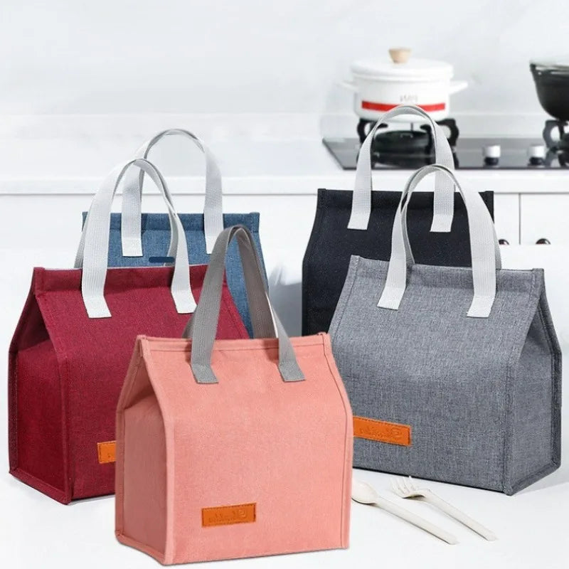Portable Thermal Insulated Lunch Bag Simple Large Capacity Handle Lunch Tote for Work Picnic Travel Lunch Box