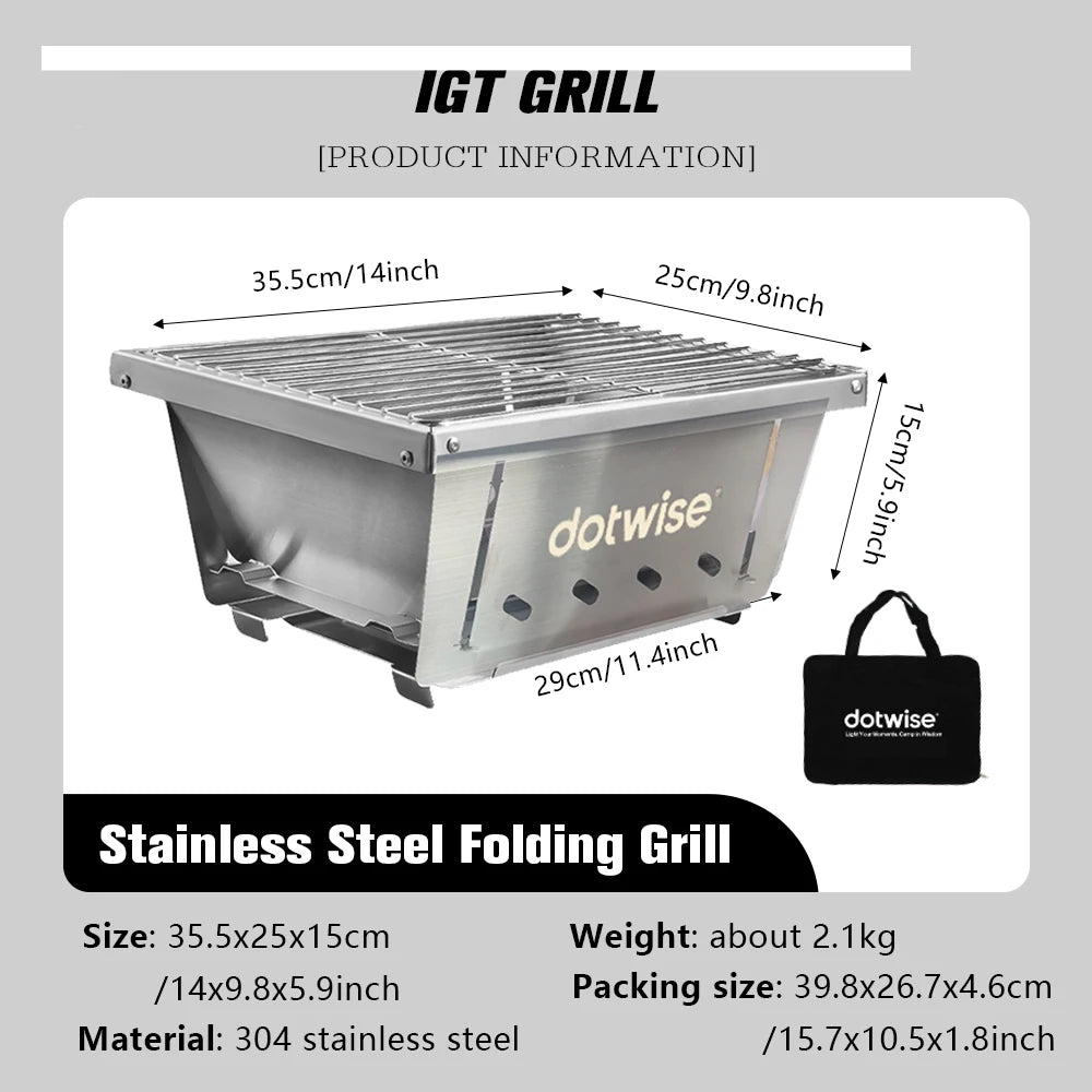 Dotwise Outdoor Barbecue Grill Portable Outdoor Stove IGT Table Stove Folding Firewood Stove Barbecue Camping Stove