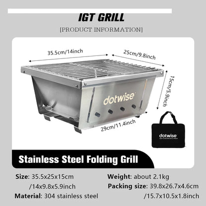 Dotwise Outdoor Barbecue Grill Portable Outdoor Stove IGT Table Stove Folding Firewood Stove Barbecue Camping Stove