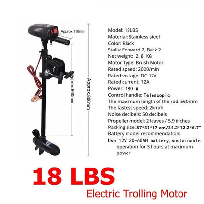 18lb Thrust Electric Trolling Motor for Kayaks & Small Boats