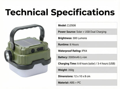 Solar Powered Camping Lantern with Ultra Long Battery Life for Outdoor Tent Emergency Lighting Home Use