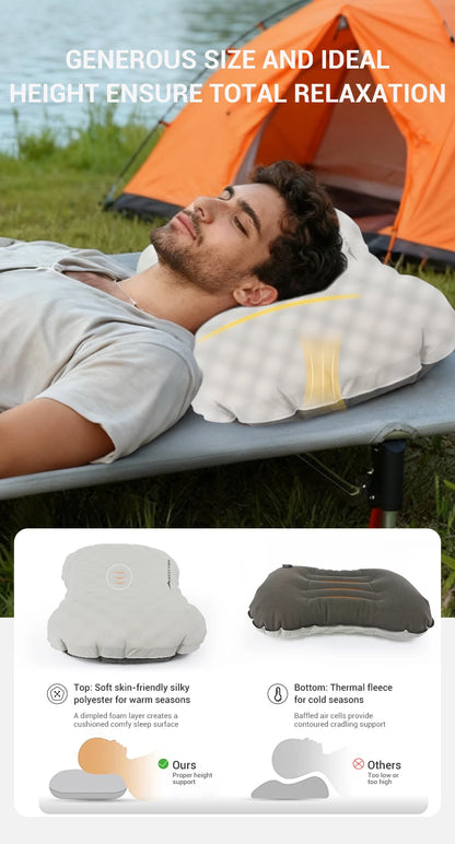 WESTTUNE Camping Inflatable Pillow Portable Compressible Folding Ice Sillky Pillow Outdoor Travel Pillow for Neck Lumbar Support