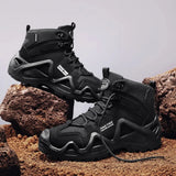 2025 Men’s Mountaineering Boots – Thick Sole Outdoor Hiking Sneakers | Non-Slip Wear-Resistant Autumn Work Shoes