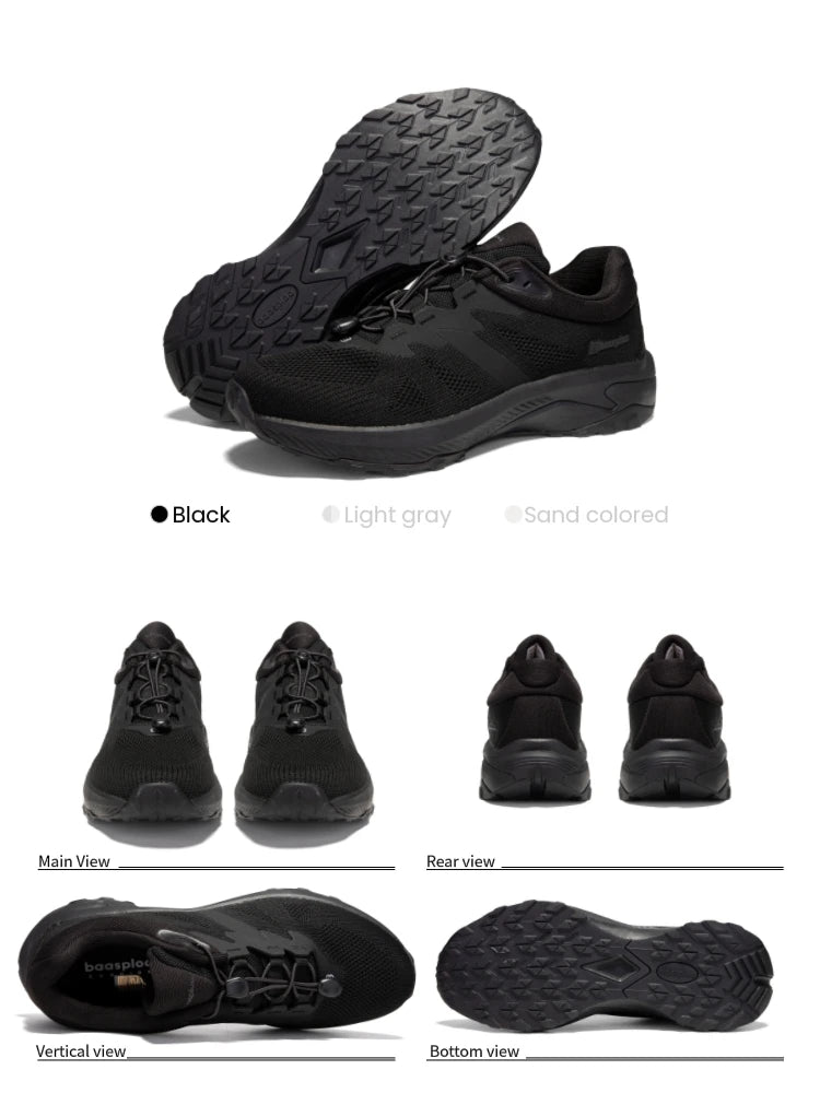 Baasploa Men Hiking Shoes Summer Breathable Comfort Soft Outdoor Sneakers New Solid Walking Shoes Anti Slip Wear-resistant