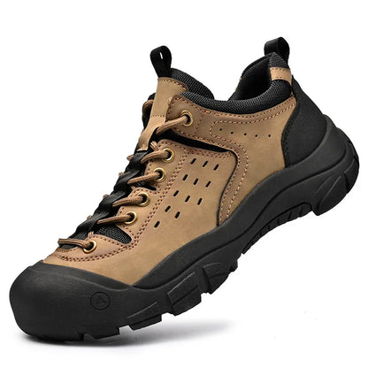 Men’s Leather Hiking Shoes – Outdoor Anti-Slip Climbing Sneakers with Thick Sole for Trekking & Casual Wear