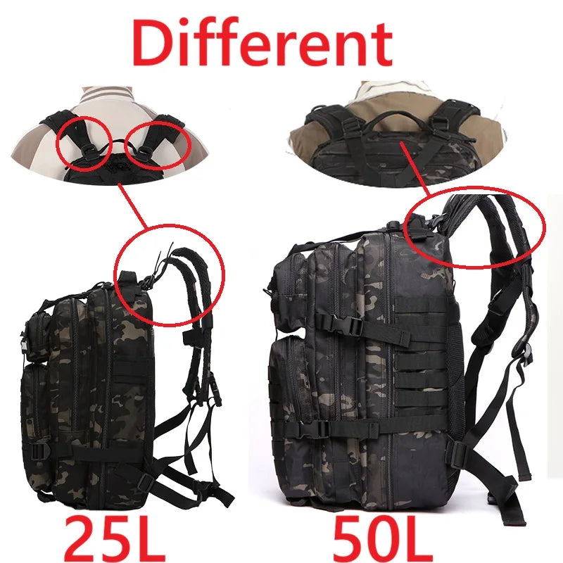 25L/50L Waterproof Tactical Hiking Backpack