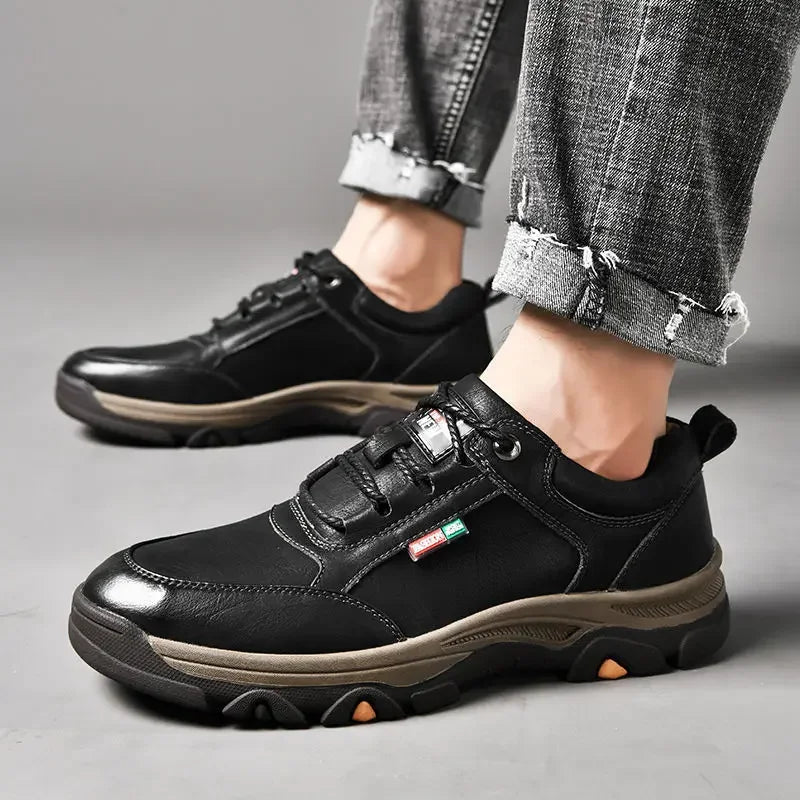 Men’s Casual Outdoor Sneakers – Retro Leather Business & Walking Shoes Non-Slip Comfort