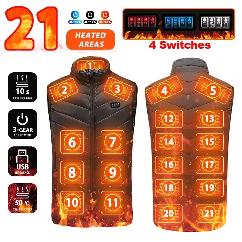 Graphene USB Heated Jacket with 21 Zones