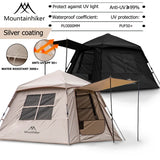 Mountainhiker Automatic Tent 3-4 Persons 2 Doors 2 Windows Sleeping Tent Outdoor Tent Hiking and Camping Tent Black Khaki