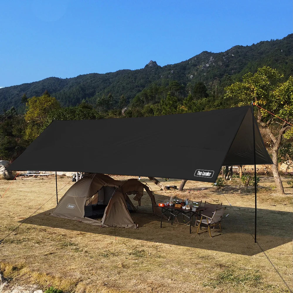 Top Lander Large Camping Waterproof Tarp Oxford 4X6 Outdoor Canopy Sun Shelter Tent Tourist Awning Shade for Multiple People