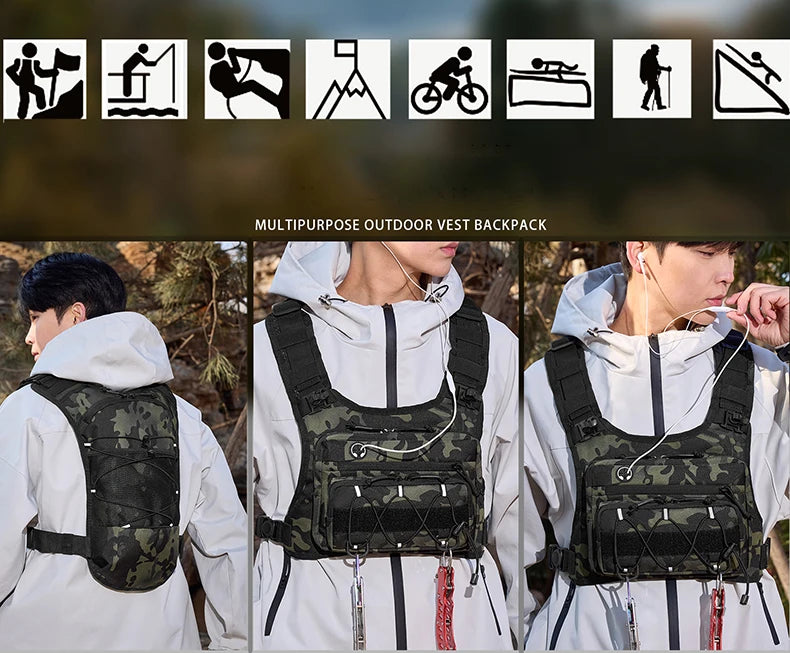 Running Chest Pack Hydration Vest For Cycling Hiking Bicycle Race Marathon Bag Men Women Sports Tactical Pouch Camping Backpack