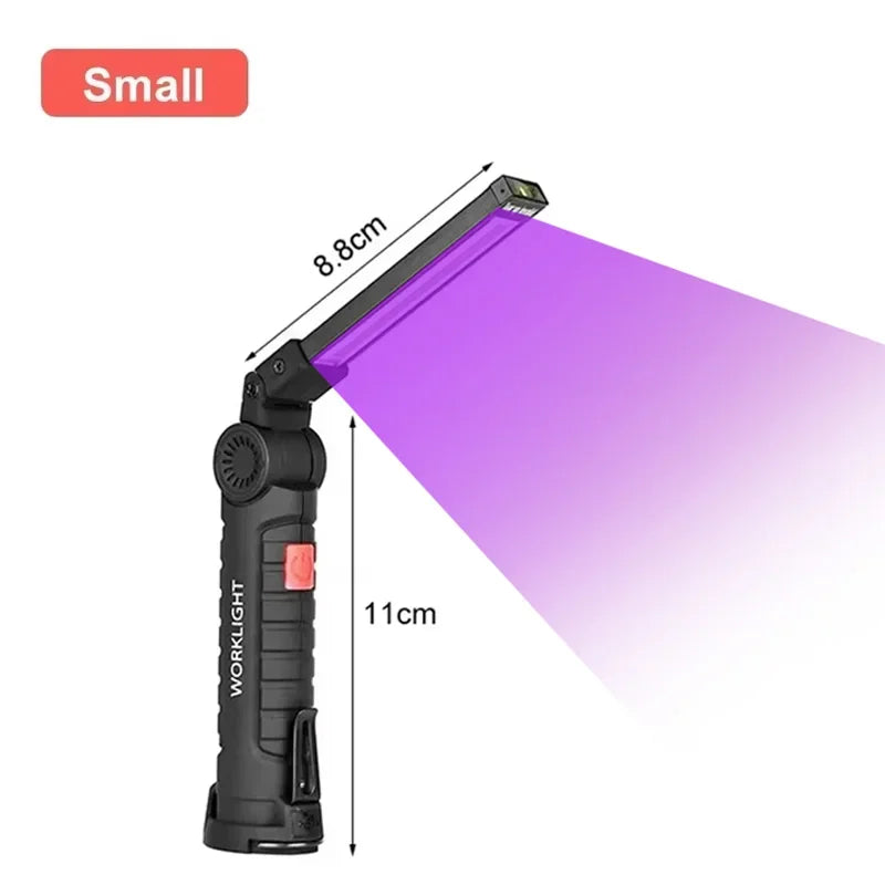UV Light & Strong Light Flashlight USB Rechargeable Camping Lantern Pets Urine Stains Black Light Led Ultraviolet Torch Lamp