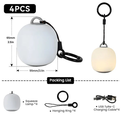 WESTTUNE Portable Camping Lantern Rechargeable LED Picnic Lamp MINI Egg-Shaped Squeeze Silicone Light for Outdoor Cozy Ambience