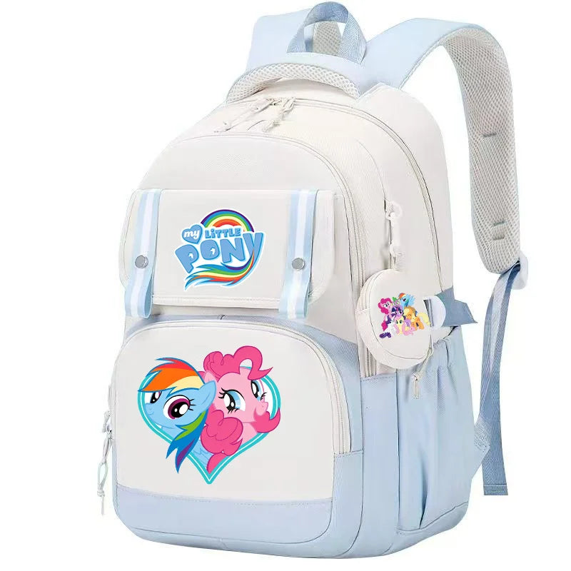 My Little Pony Large Capacity Backpack Cartoon Daypack Travel Commute Knapsack Schoolbag for Kids Girls Mochila With Coin Purse