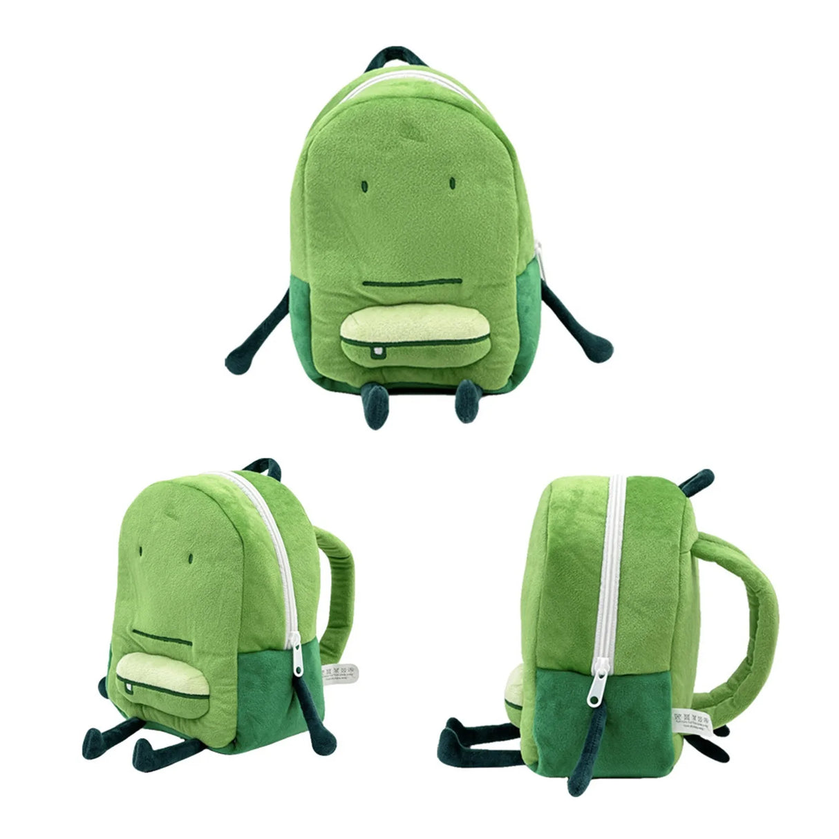 Kawaii Liam Plush Backpack Cute Green Shoulder Plushie Bag Creative Funny Doll Toys School Bags For Kids Boy Girl Holiday Gifts