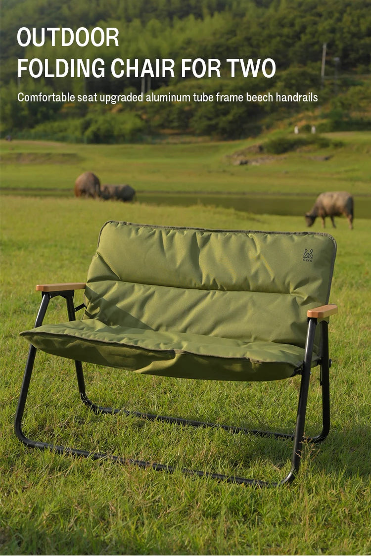 GERC Double Outdoor Aluminum Folding Chair Picnic Camping Portable Back Fishing Stool Kermit Chair
