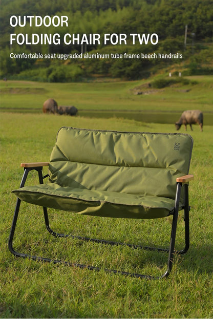 GERC Double Outdoor Aluminum Folding Chair Picnic Camping Portable Back Fishing Stool Kermit Chair