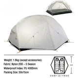 3 Season Portable Tent-Mongar 2 Person,Ultralight Camping,Double Layer Waterproof,Outdoor Travel Tent for Hiking and Exploration