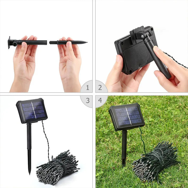 Solar String Light Fairy Outdoor Garden Waterproof Lamp 2025 Christmas Garland Xmas Holiday Party Home Halloween Decoration