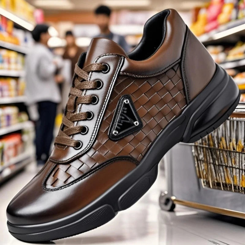 Men’s Casual Leather Sneakers – Wear-Resistant, Breathable Outdoor Training & Trekking Shoes