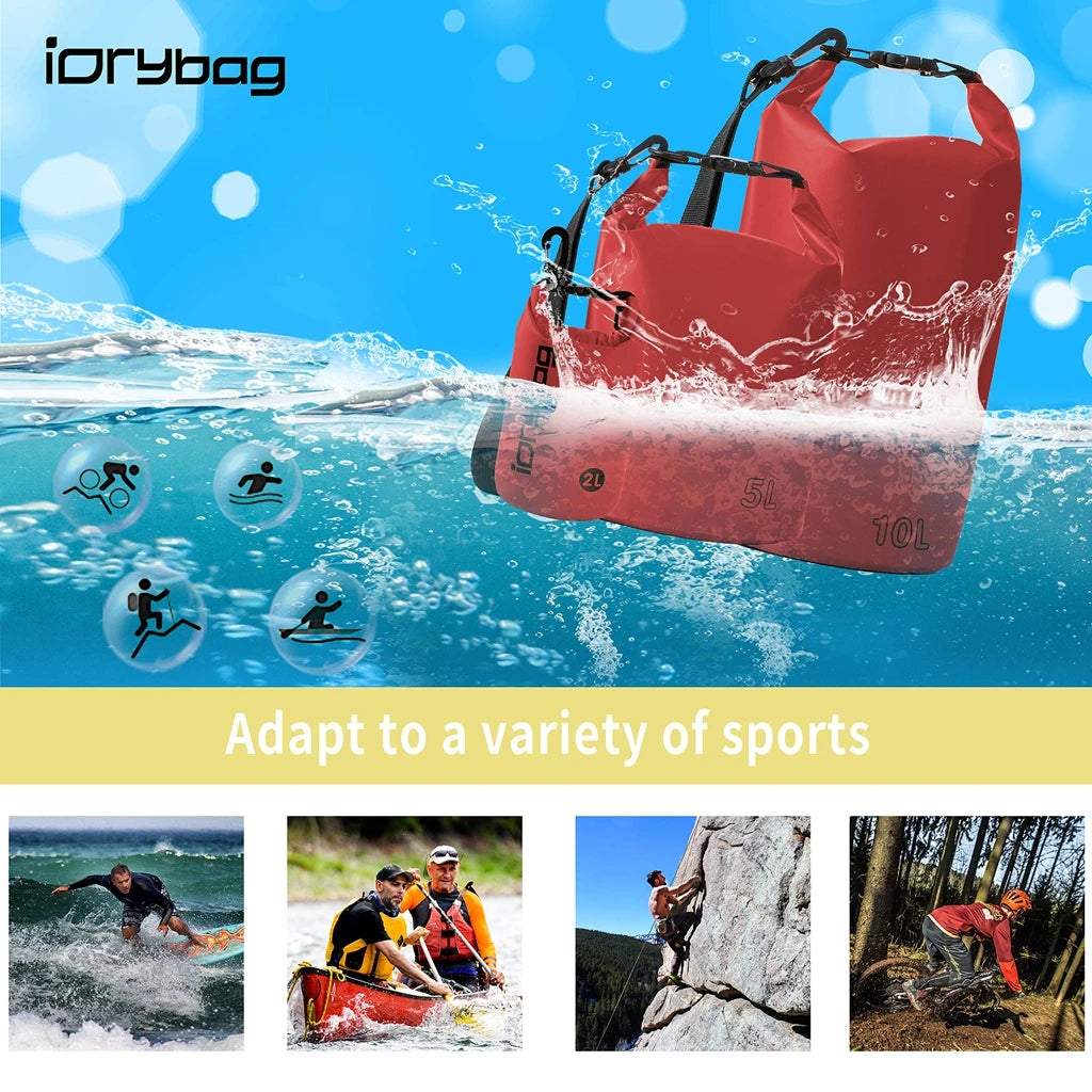 IDrybag 2L Swimming Waterproof Dry Bag Sports Canyoning Bag Ipx6 Waterproof Bag for Travel Kayaking Boating Beach Dry Bag
