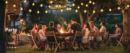 Solar LED String Lights Outdoor Camping Decor Crystal Ball and Stars String Lights 8 Modes Solar Lamp for Halloween Christmas