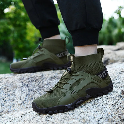 Men’s Wading Hiking Sneakers – High-Top Slip-Resistant Outdoor Fishing Boots, Breathable Mesh Ankle Shoes