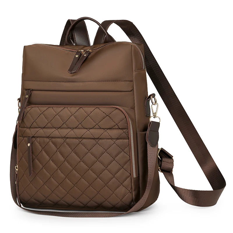 Fashion Plaid Daypack Women Waterproof Nylon Backpack Purse Ladies Large Capacity Book Bag Outdoor Travel Weekend Schoolbags
