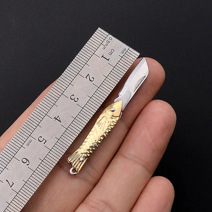 5cm Acrylic Mini Folding Knife Pendant Brass Wood Keychains Sharp Small Blade Portable Hanging Outdoor Camping Unboxing Knife
