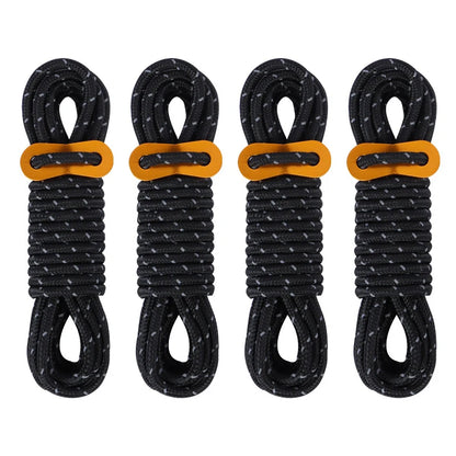 4Pcs 5mm Outdoor Tent Guyline Ropes 4M Reflective Camping Guy Lines with Adjuster Tensioner Camping Accessories for Tarp Canopy