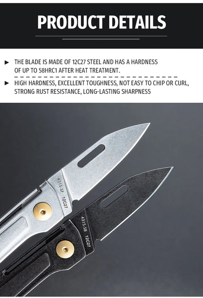 SANRENMU 431S Folding Pocket Knife 12C27 Blade Portable EDC Outdoor Camping Bottle Opener Keychain Hole Knife