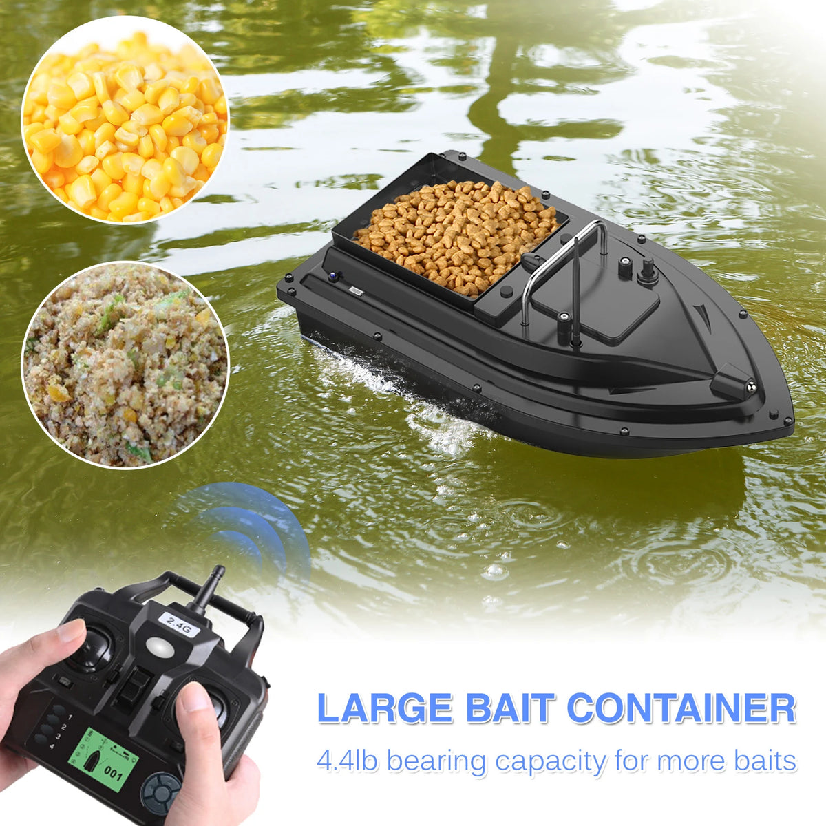 D16E GPS Bait Boat with Large Bait Hopper & Auto-Return