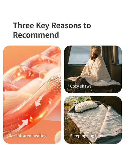 Naturehike Electric Heated Blanket Winter USB Heating Blanket Camping Warm Sleeping Bag Liner Outdoor Shawl Thermal Sleeping Bag