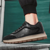 Men’s Leather Casual Sneakers – All-Season Non-Slip Running & Fashion Sports Shoes