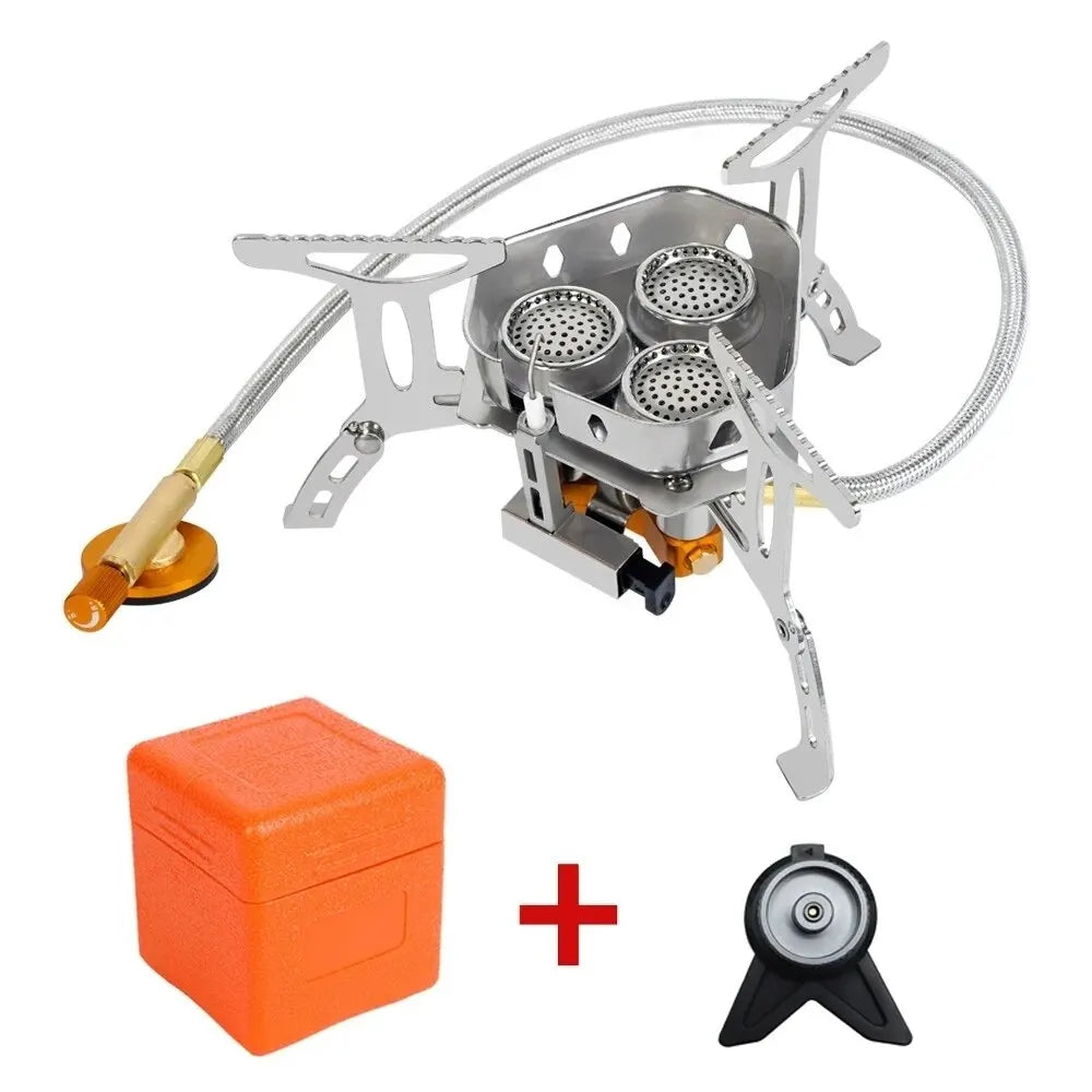 TARKA Camping Gas Stove 5800w 3 Head Gas Burner Tourist Strong Fire Furnace Climbing Hiking Equipment Picnic Kitchen Cookware