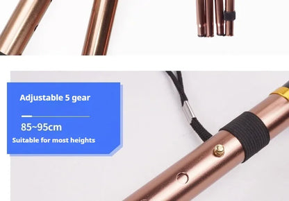 Multifunction Walking Stick Trekking Poles Telescopic Fold Crutches Hiking Stick Crutch Elderly Metal Stick Walking Cane Outdoor