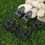 High Quality Double Eyes Black Hiking Accessories Tent Feet Clamp Wind Rope Buckle Tent Clip Outdoor Camping Traveling