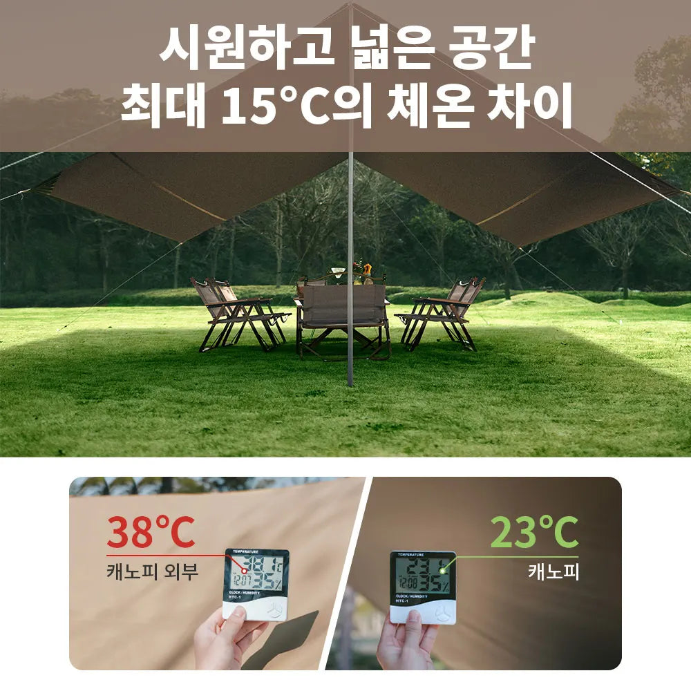 Naturehike Camping Sun Shelter Summer 10-12 Person Awning 17㎡ Sunshade Ourdoor Park Beach Tent Tarp Vinyl Coating Canopy