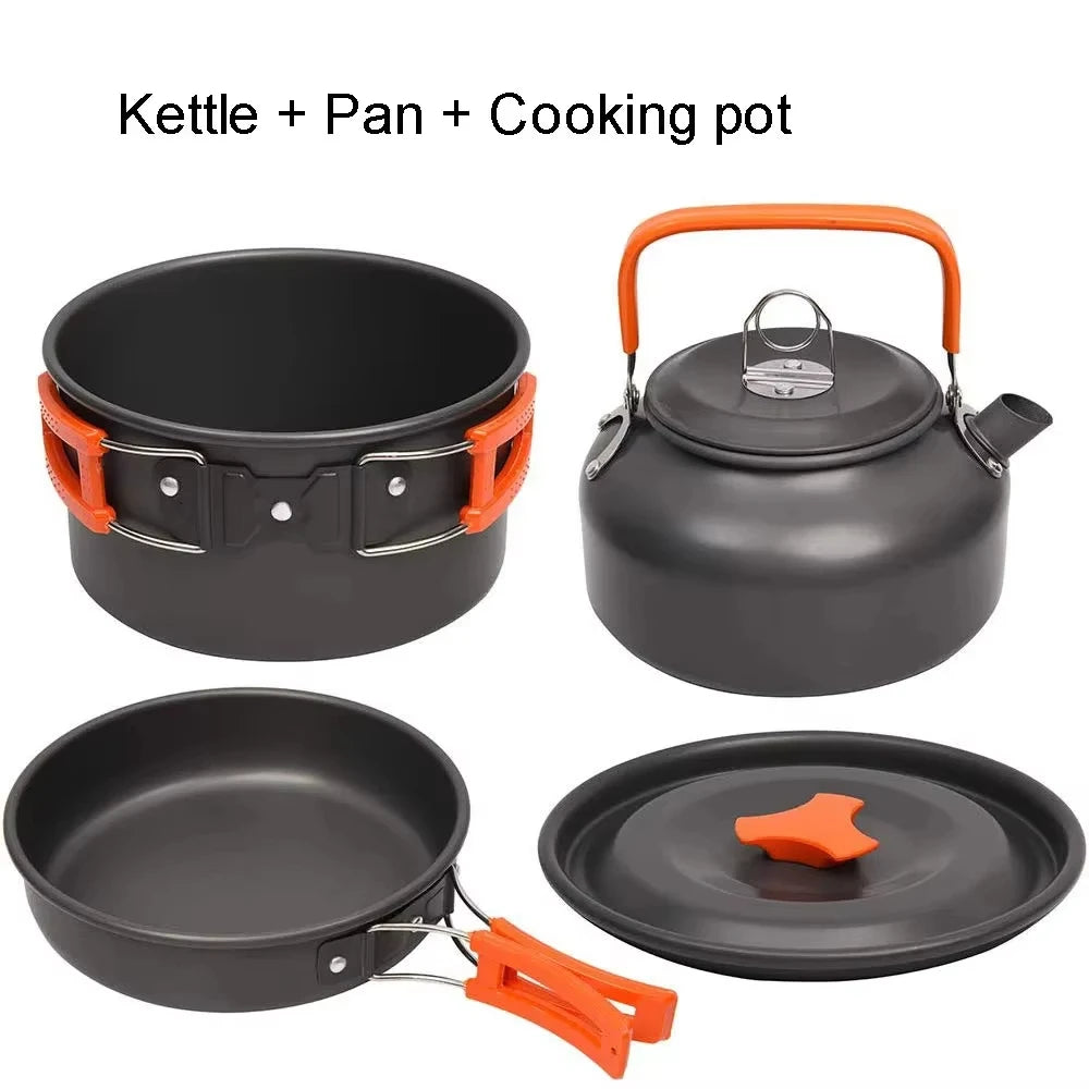 Camping Cooking Set Portable Lightweight Aluminum Camping Pot Set Hiking Picnicking Outdoor Travel Cooking Utensils Set