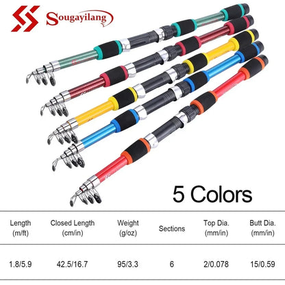 Sougayilang 2.1m-3.6m Spinning Fishing Rod Carbon Trout Carp Telescopic Fishing Pole Lure Fishing Rod Tackle