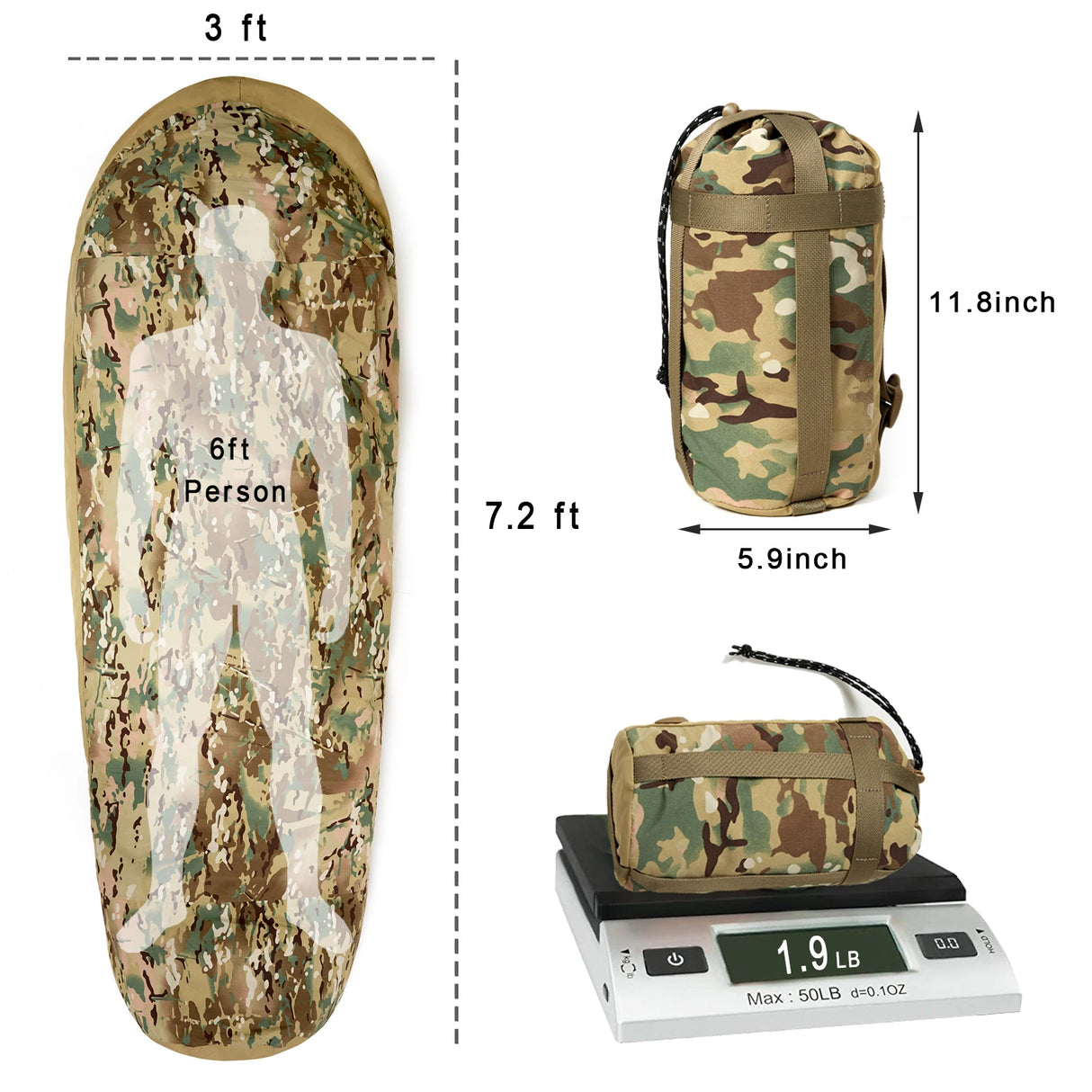 Bivy Cover Sack for Military Army Modular Sleeping System, Waterproof Outer Shell for Sleeping Bag, Minimalist Stealth Shelter