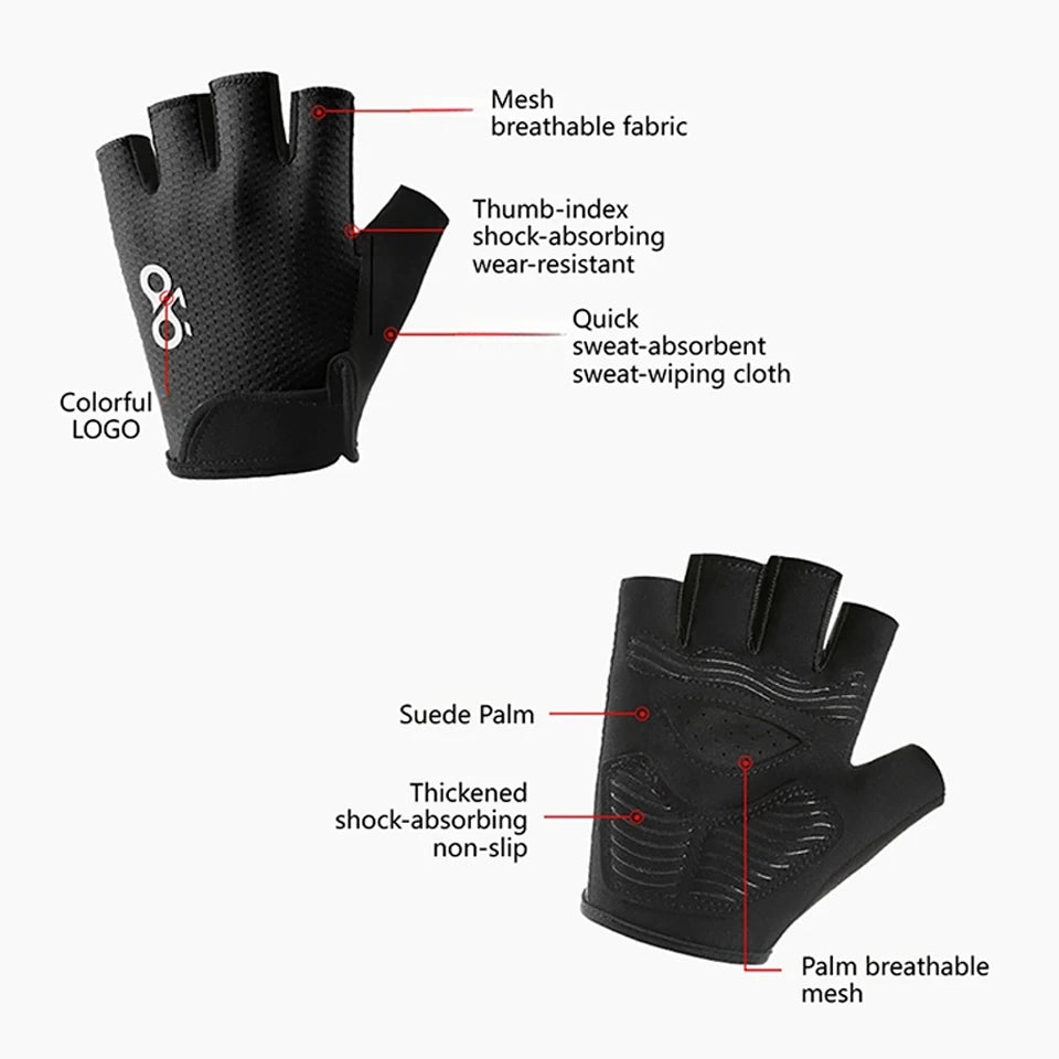 GETINFIT Summer Cycling Half Finger Gloves Lightweight Breathable Non-Slip Durable Shock Absorbing Outdoor Gym Hiking Running