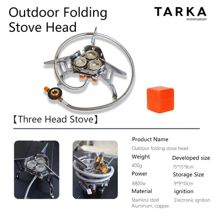 TARKA Camping Gas Stove 5800w 3 Head Gas Burner Tourist Strong Fire Furnace Climbing Hiking Equipment Picnic Kitchen Cookware