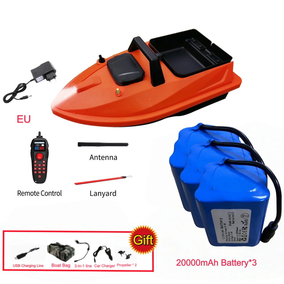 GPS Smart Bait Boat with 24 Saved Fishing Spots & Auto-Return