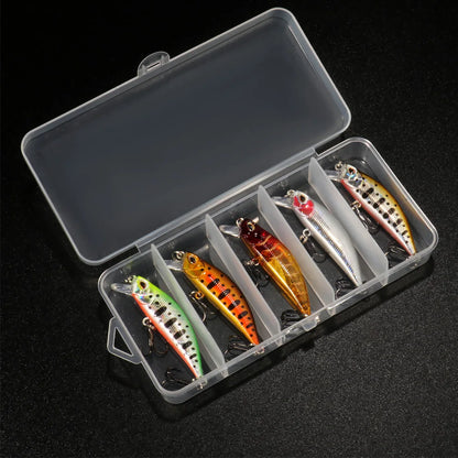 5pcs Fishing Lure Kit Sinking Minnow Trout Artificial Bait Crank Bait Bass Hook Wobbler Fishing Tackle Box Floating Jerkbait